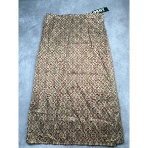 VTG DKNY Skirt Women Medium Red Gold‎ Silk Rayon Wrap Maxi USA 90s Project Item